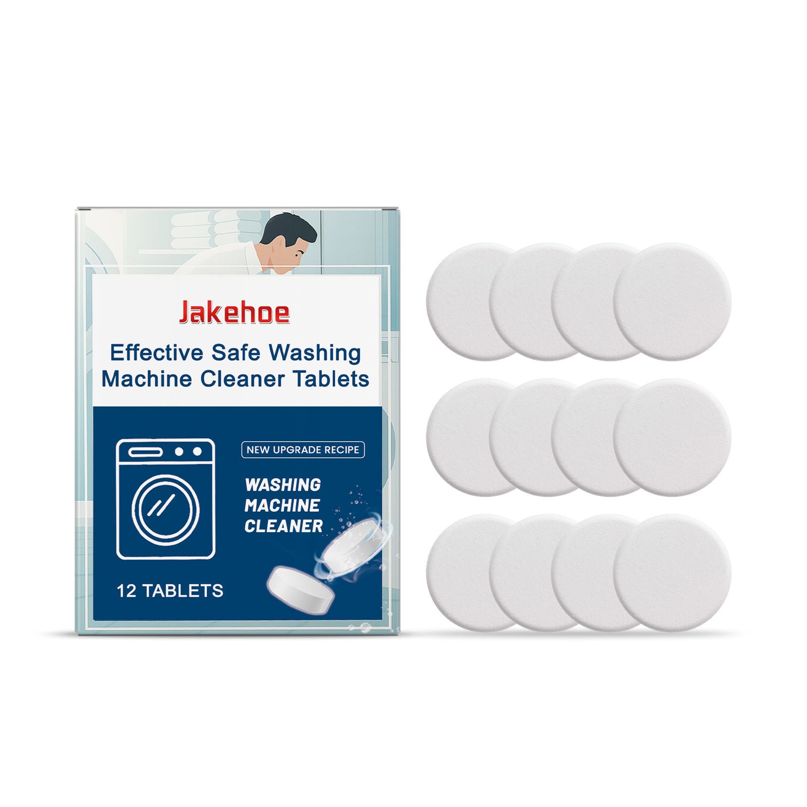 Deep Cleaning Washing Machine Tablets, Remove Odors, Eliminate Dirt, Fresh Clothes ,12tablets
