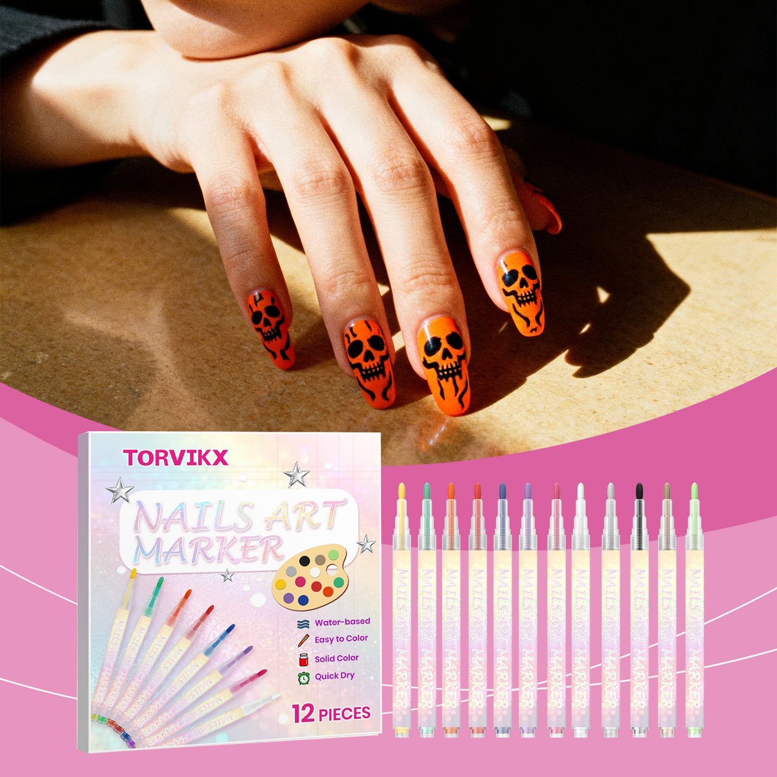 Bright Colorful Nail Art Graffiti Pens, Easy to Use, Waterproof, Perfect for DIY Nails ,12pieces