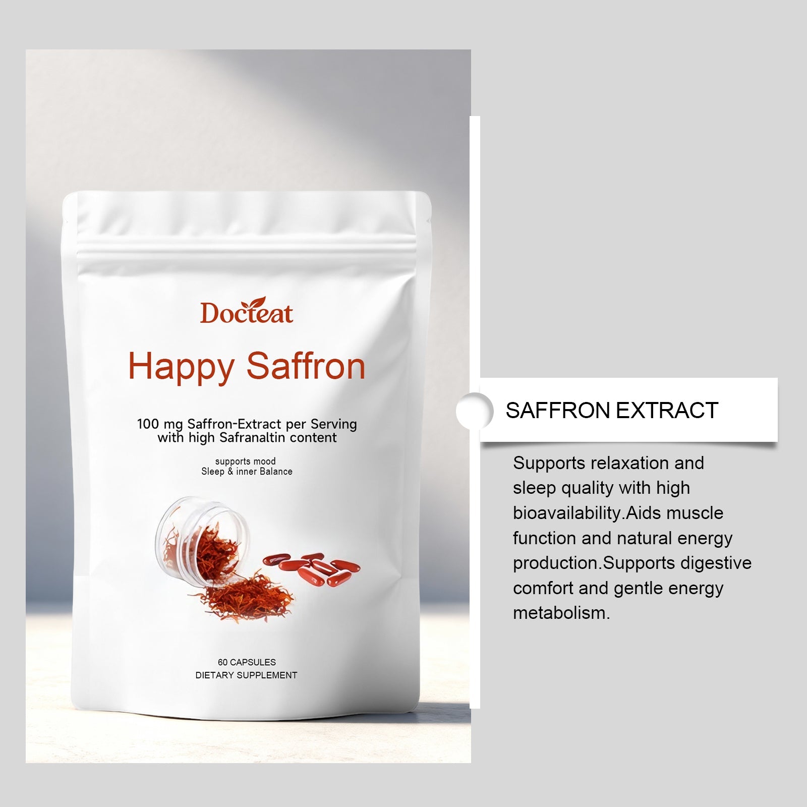 Boost Your Body Care with Saffron Capsules, Enhance Sleep, Mood & Energy ,60 capsules