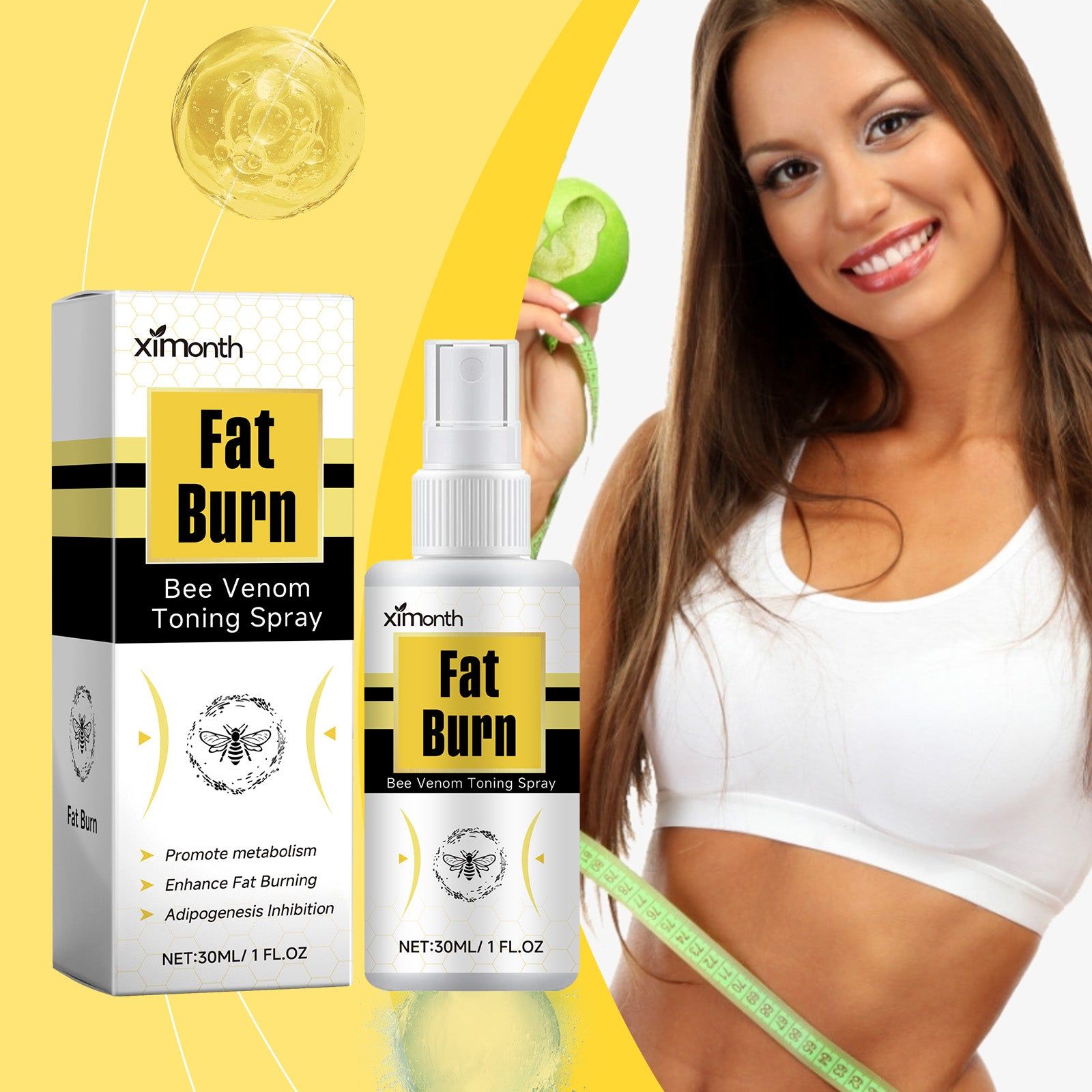 Beesvenom Slimming and Shaping Spray, Body Firming, Fat Burning, Microcirculation Boost ,30ml
