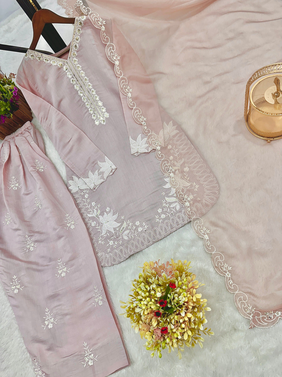 Fab Zone Beautiful Suit With Embroidery Thread And Sequence Work