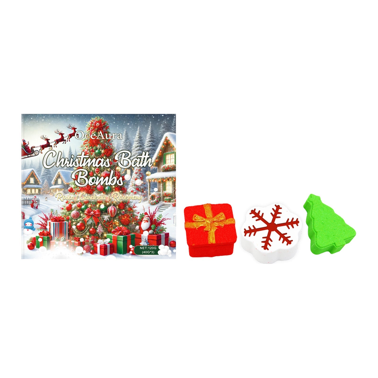 Christmas Bath Ball Set, Colorful Body Cleansing, Moisturizing, Long-Lasting Fragrance ,120g
