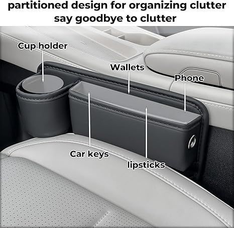 2 Packs Car Seat Gap Filler Organizer Seat Gap Storage Box with Cup Holders