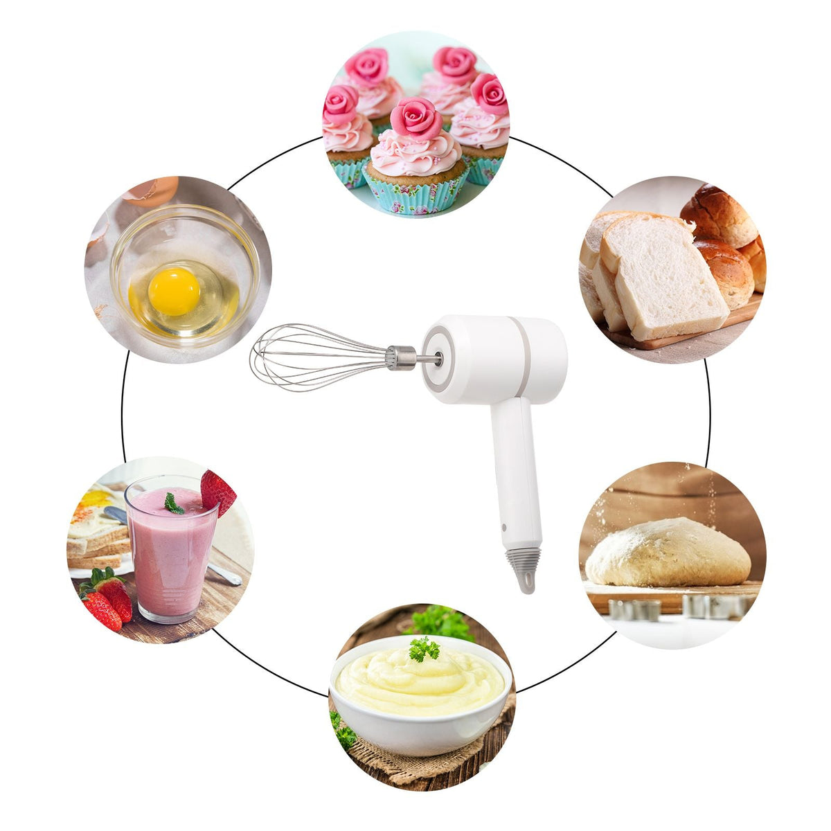 Electric Hand Mixer Wireless Egg Whisk Foamer Lightweight Kitchen Handheld USB Blender