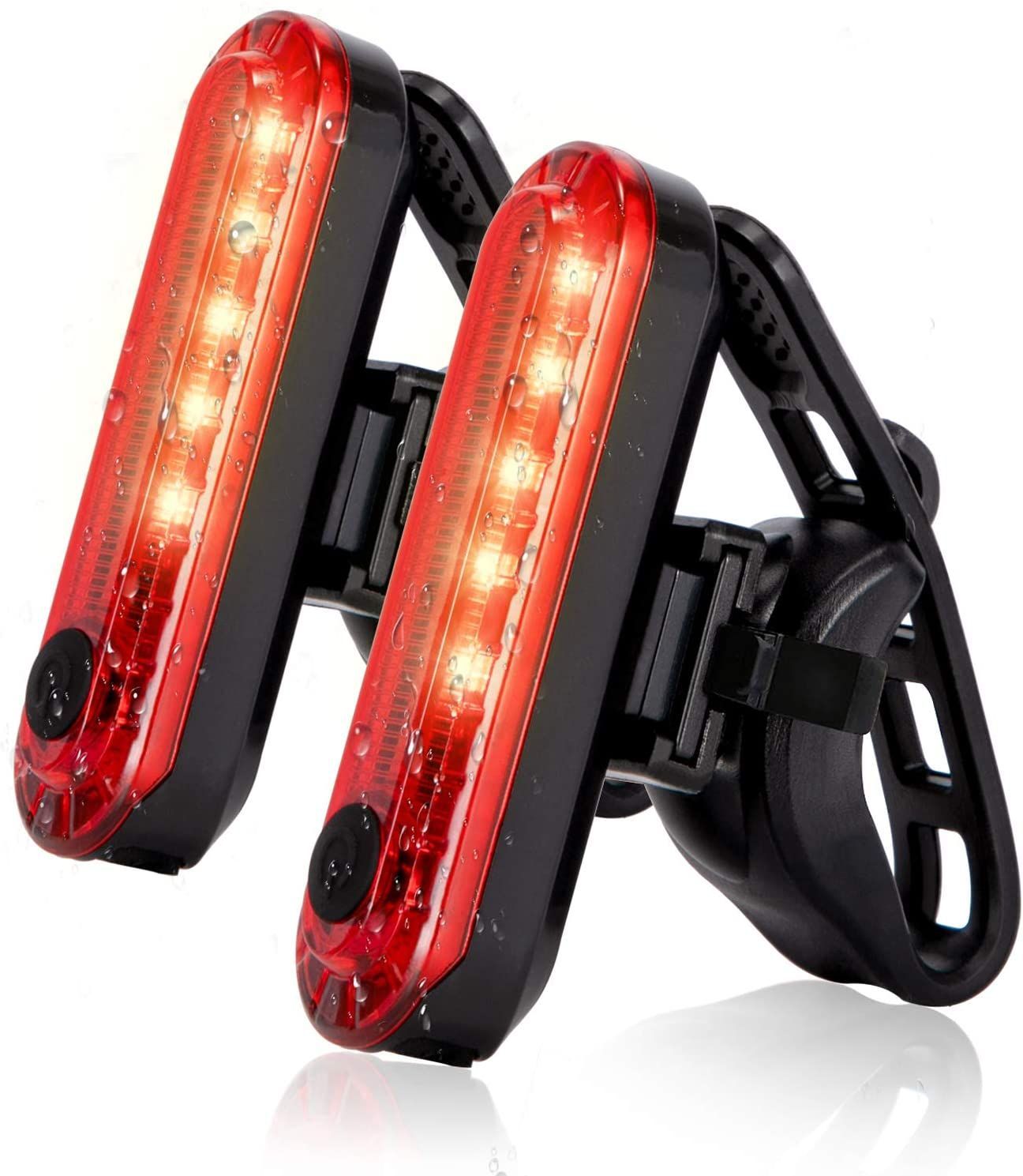 2 Pack Bike Tail Lights Waterproof Bicycle Rear Light Rechargeable Safety Warning Lamp