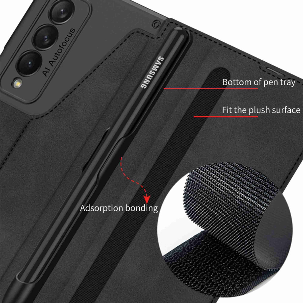 Leather Wallet Case Shockproof Cover With S Pen Holder For Samsung Galaxy Z Fold 4