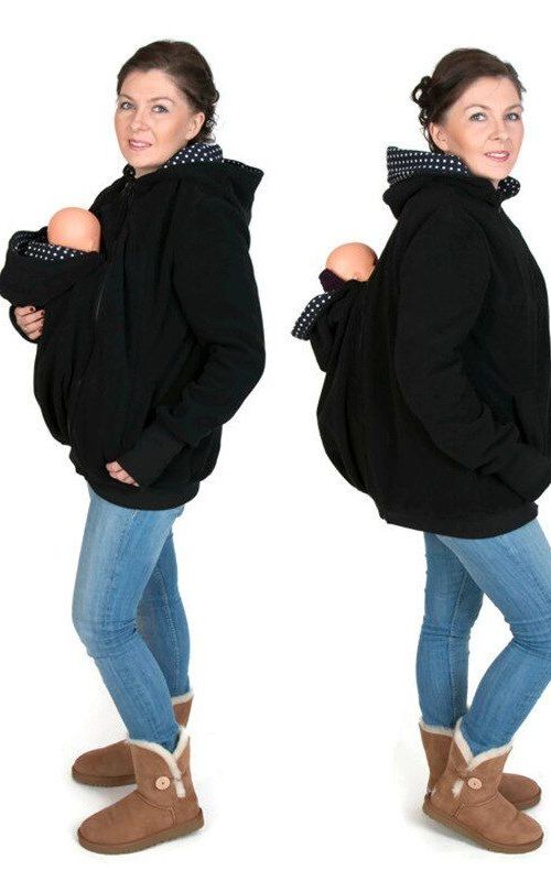 Multi Function Kangaroo Hooded Sweatshirt Baby Carrier Coat Pregnant Jacket For Women