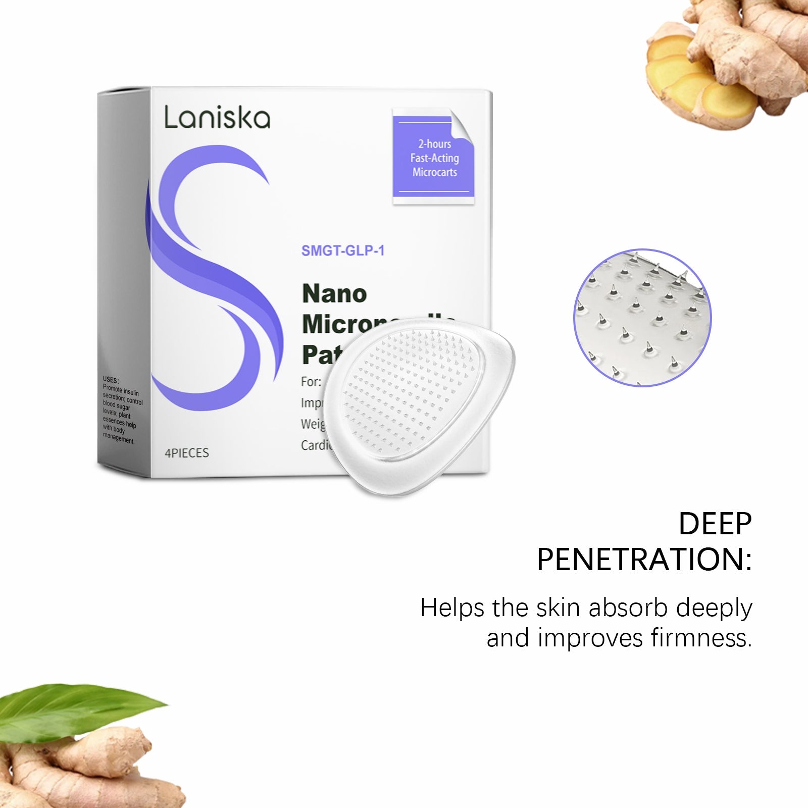 Beauty Plant Essence Patch for Bodybuilding, Firming, Light & Invisible Adhesive ,4pcs