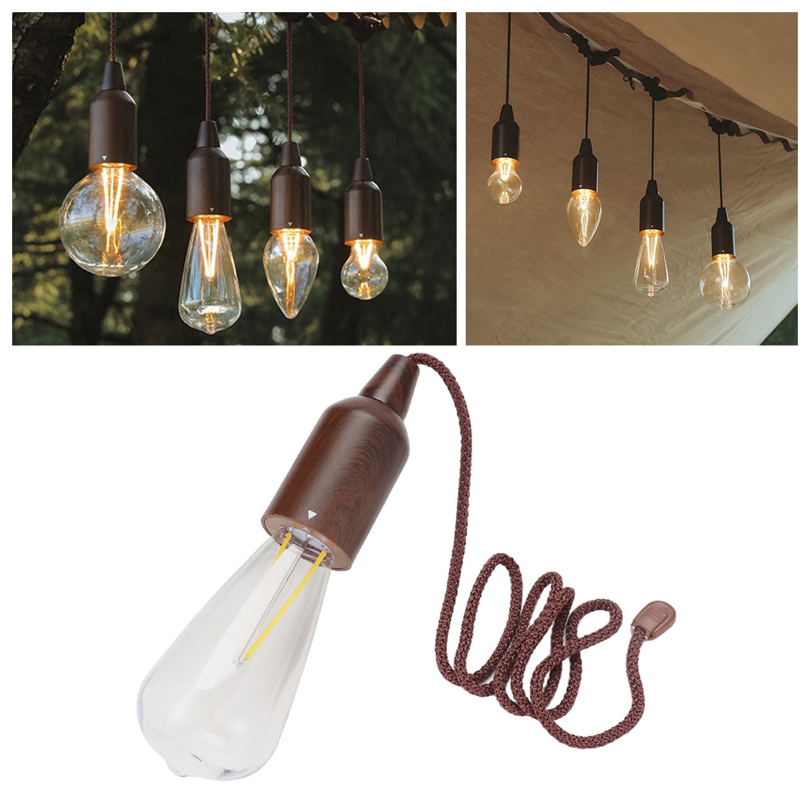 Pull Camping Lamp Waterproof Hanging Atmosphere Light For Patio Garden Tent