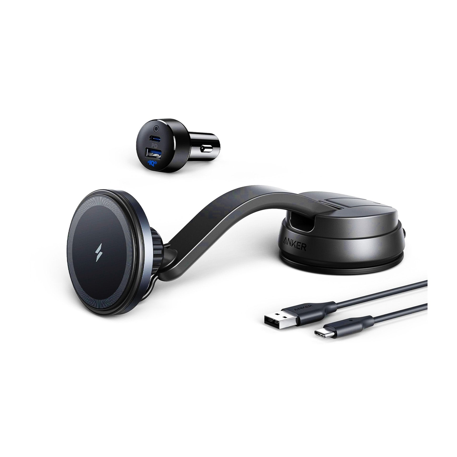 Anker 613 Wireless Car Mount MagGo with 35W Car Charger, Black