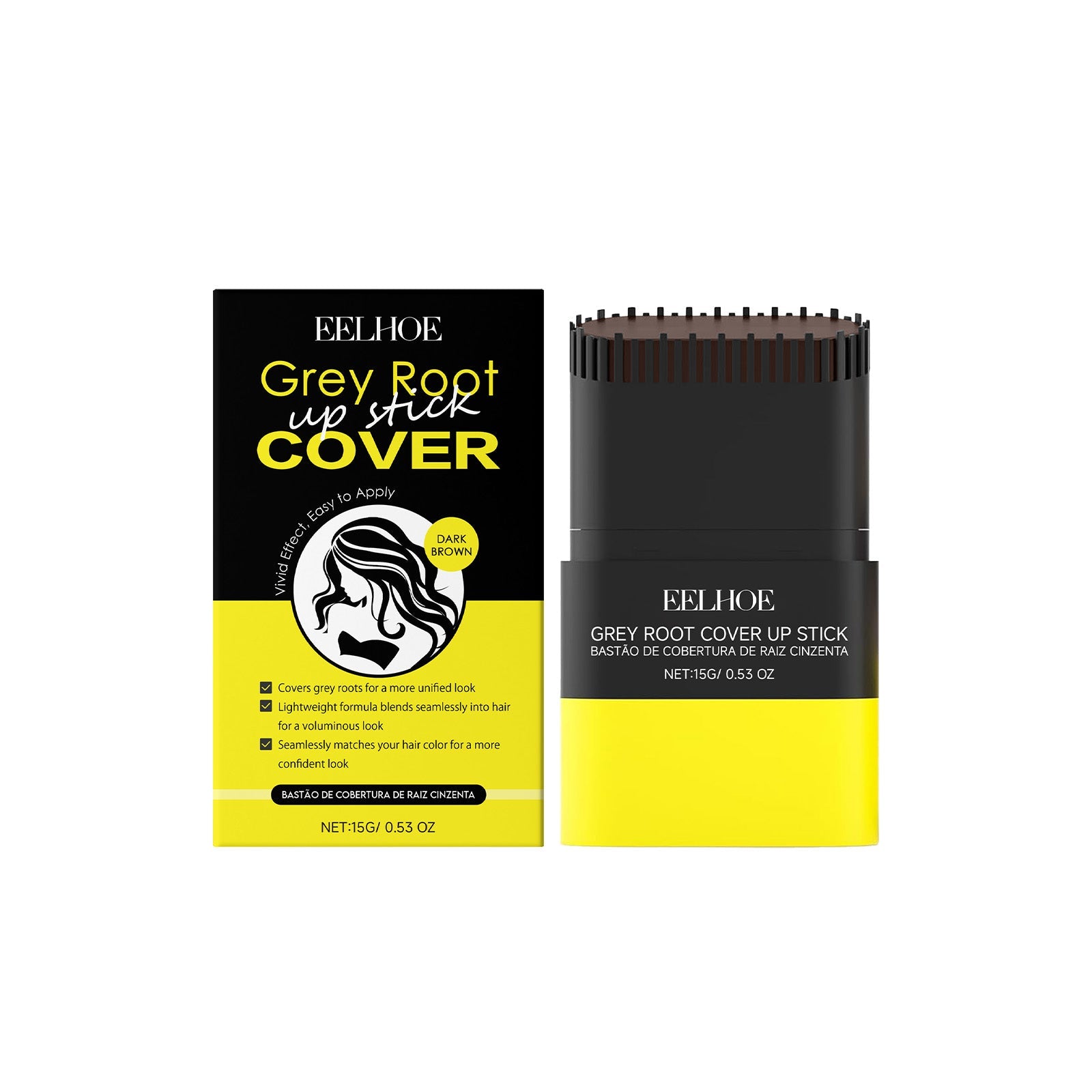 Dark Brown Hair Root Stick, Hair Care, Quick Grey Cover, Portable, Natural Look ,15g