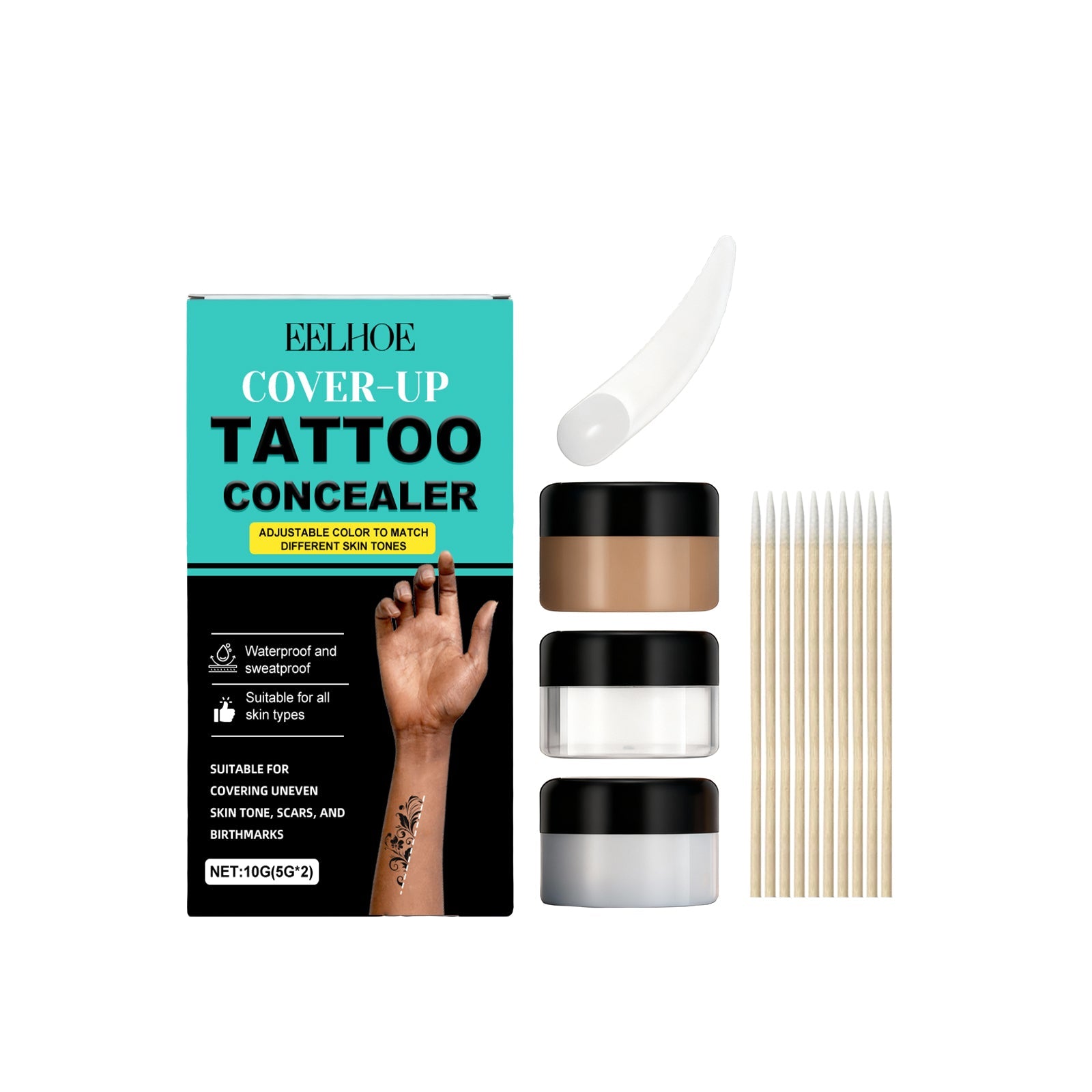 Best Tattoo Concealer Set, Cover Up Tattoos Instantly, Skin Match, Portable Makeup ,1set