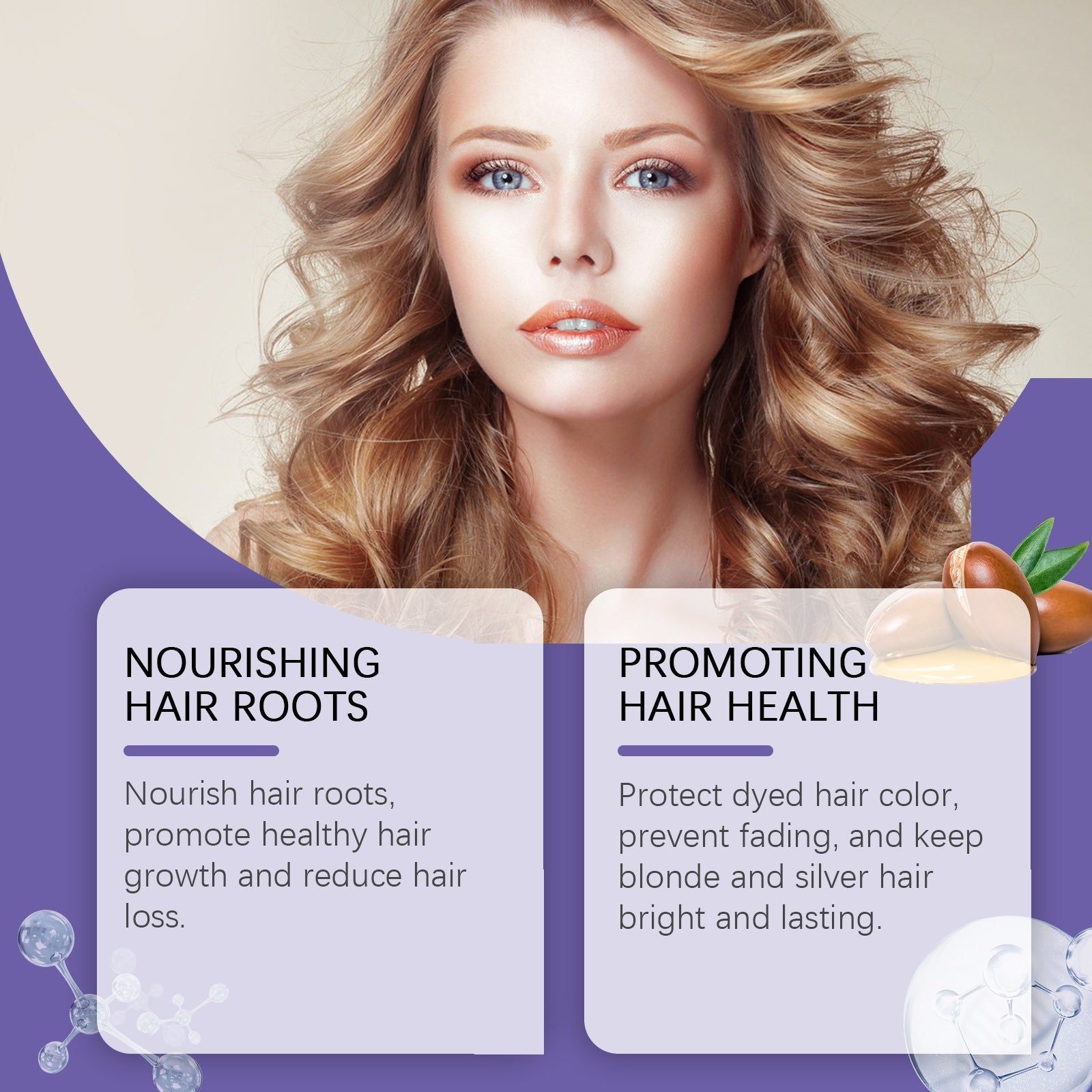 Argan Hair Essential Oil, Moisturizing Dry Hair, Bright Blonde, Reduces Hair Loss ,100ml