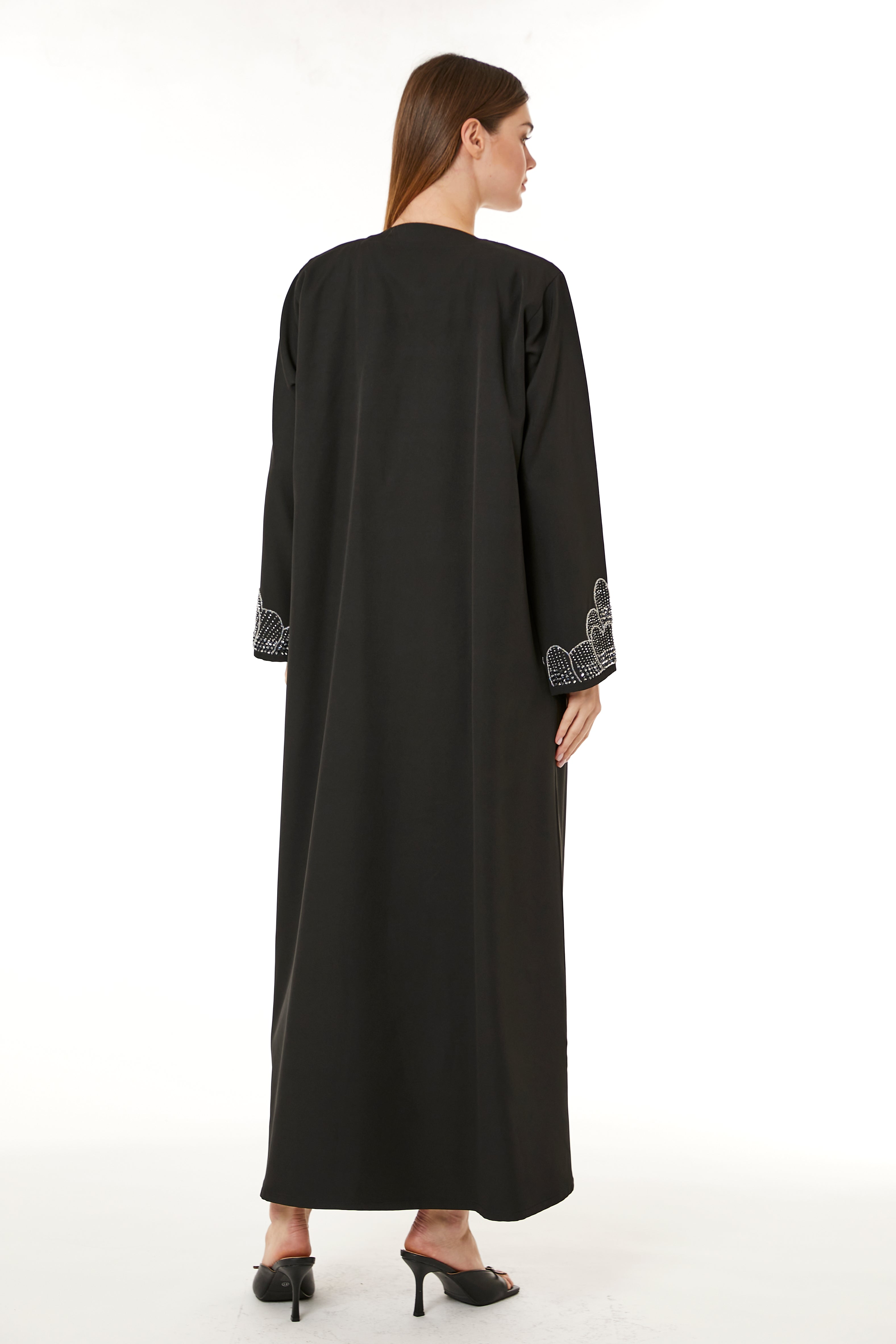 MOiSTREET Black Korean Nida Hand Embellished Abaya