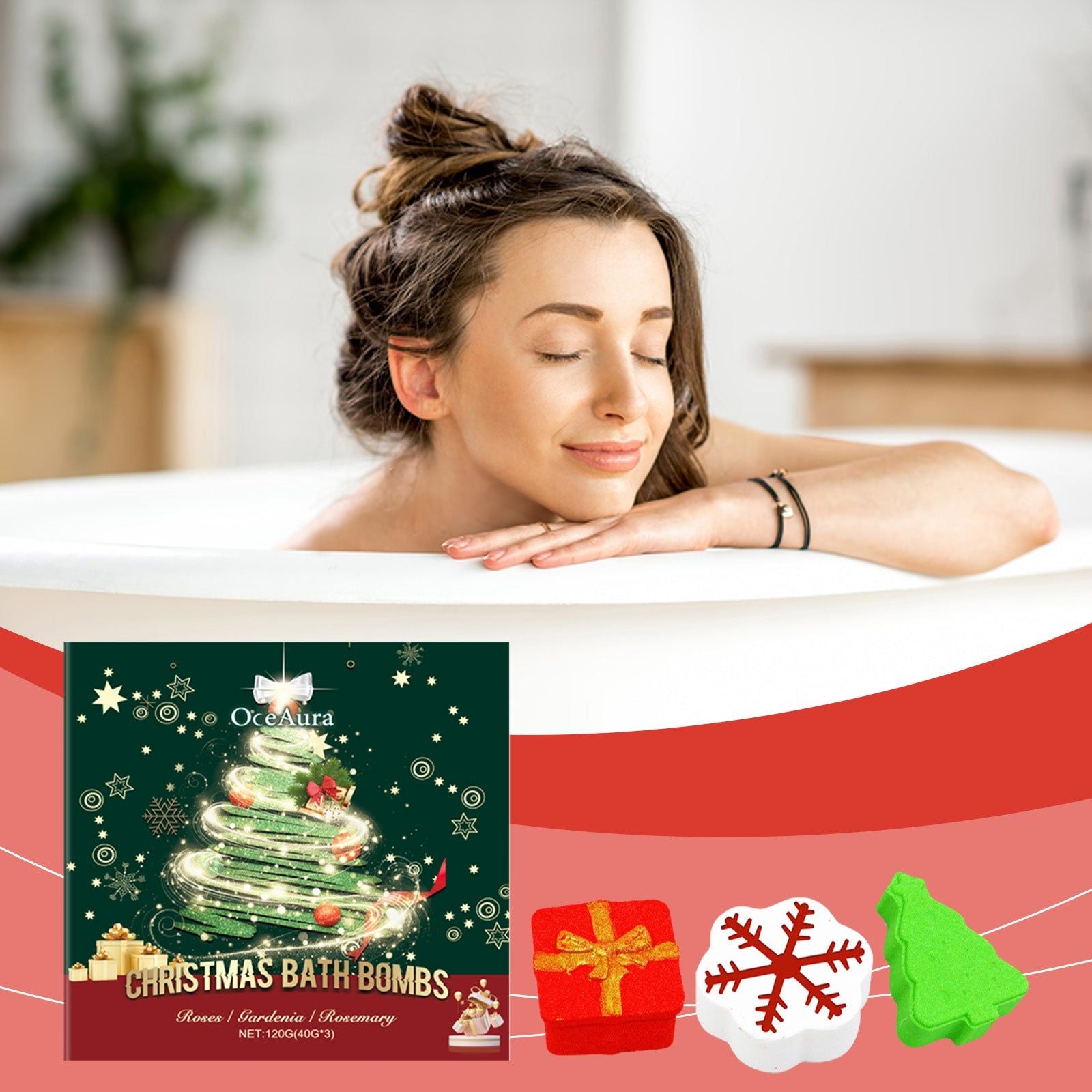 Christmas Bath Ball Set, Colorful Body Cleansing, Moisturizing, Long-Lasting Fragrance ,120g