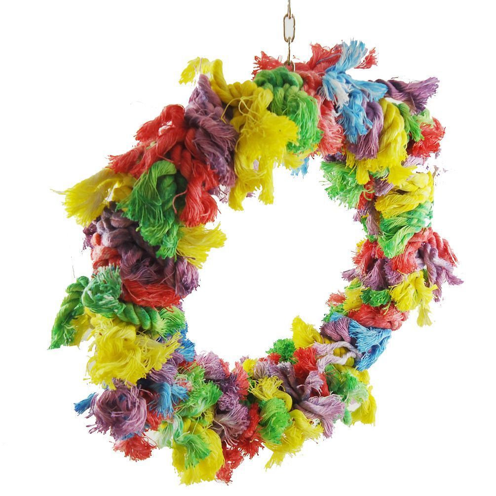 Bird Parakeet Colorful Swing Toys Cotton Rope Chew Hanging Bird Preening Garland Swing