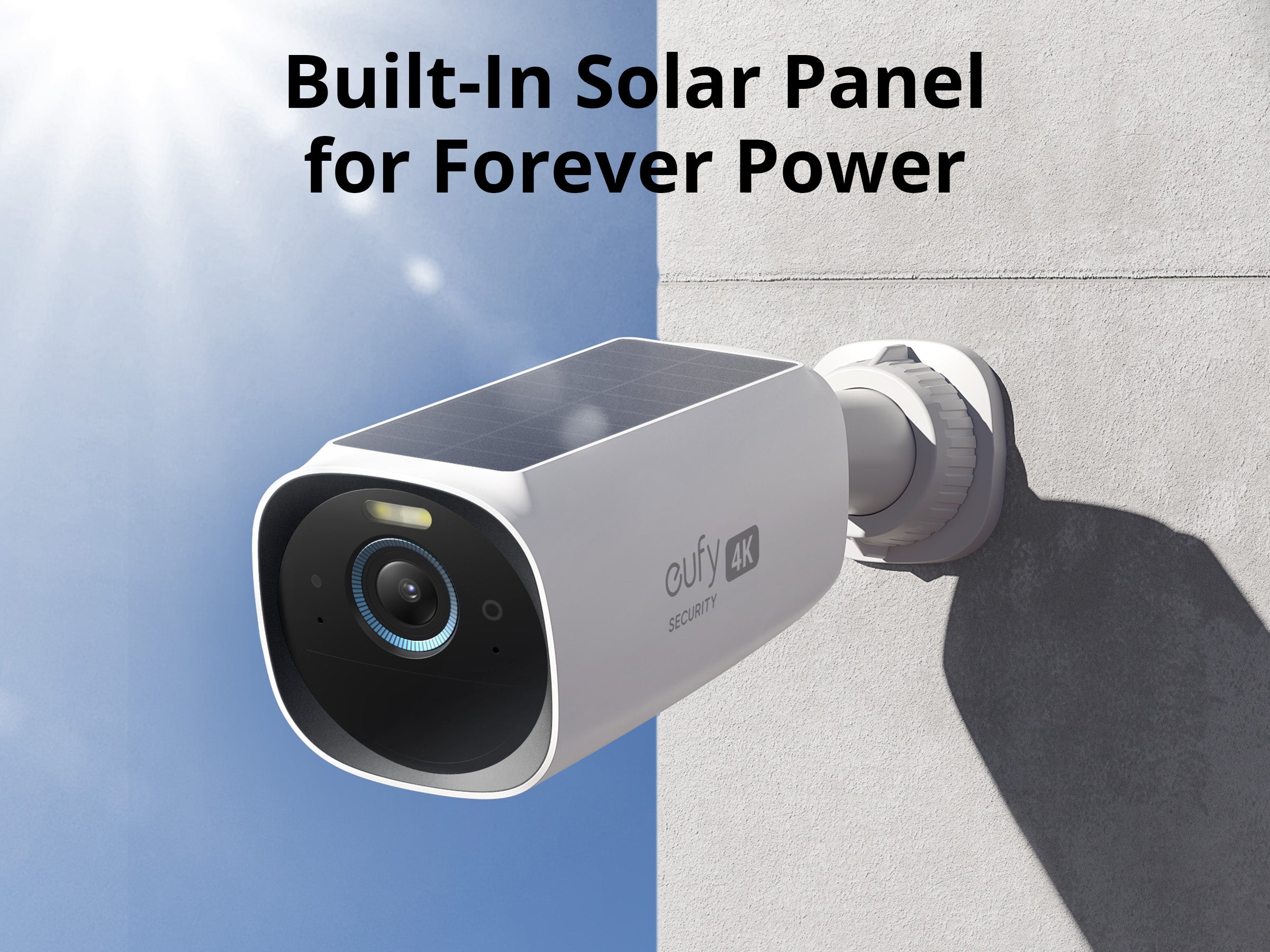 EufyCam 3 Solar-Powered 4K Security Camera System, 4+1 Kit Black & White