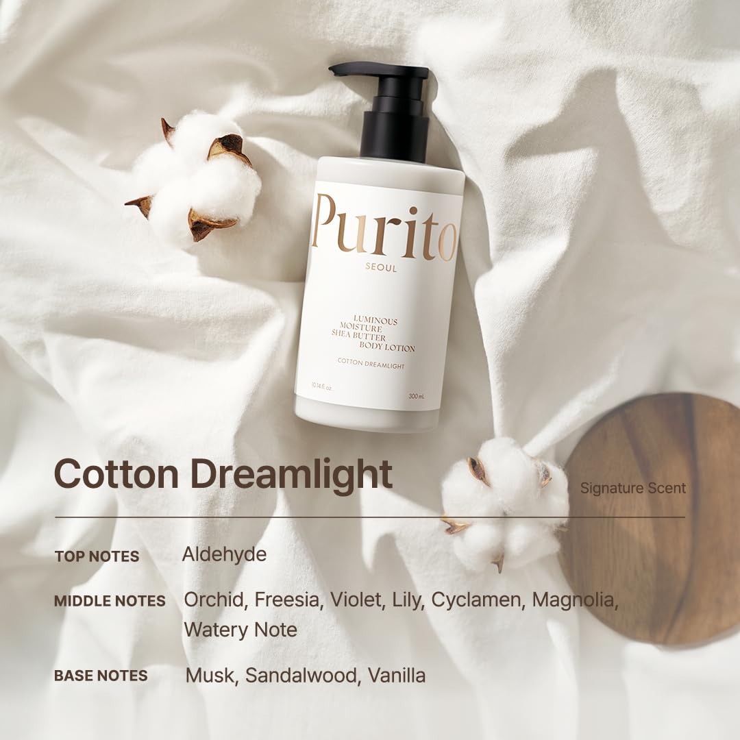 PURITO Luminous Moisture Shea Butter Body Lotion Cotton Dreamlight 300ml