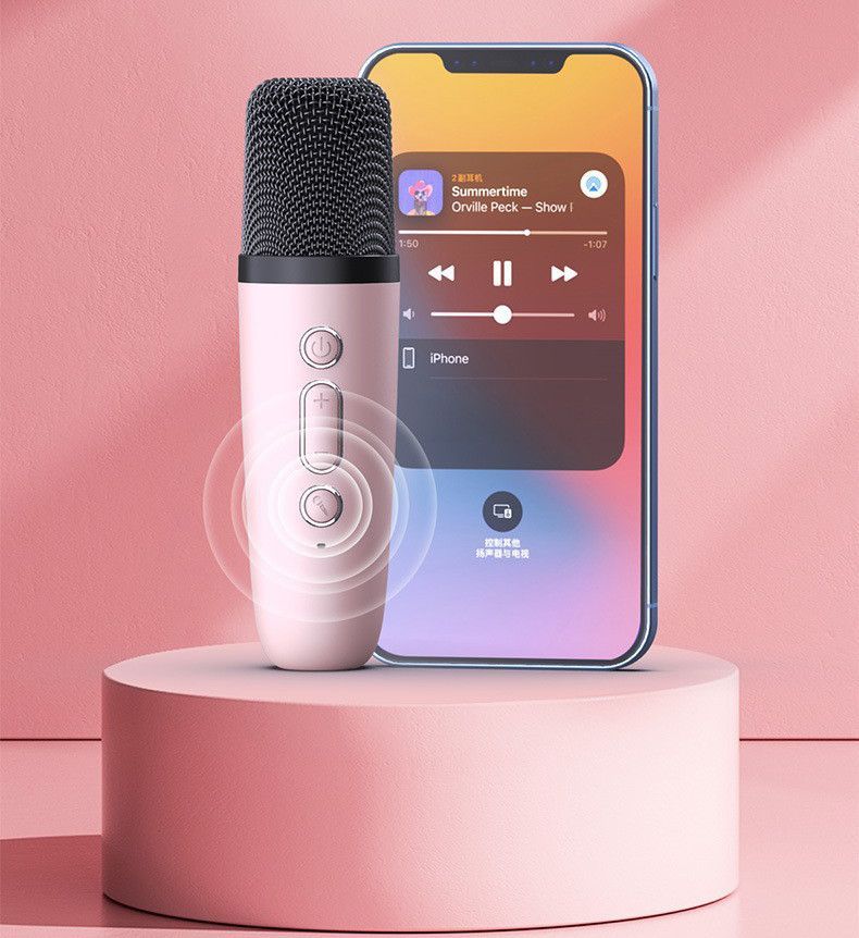 Portable Karaoke Machine Bluetooth Speaker With 2 Wireless Mic For Kids Adults