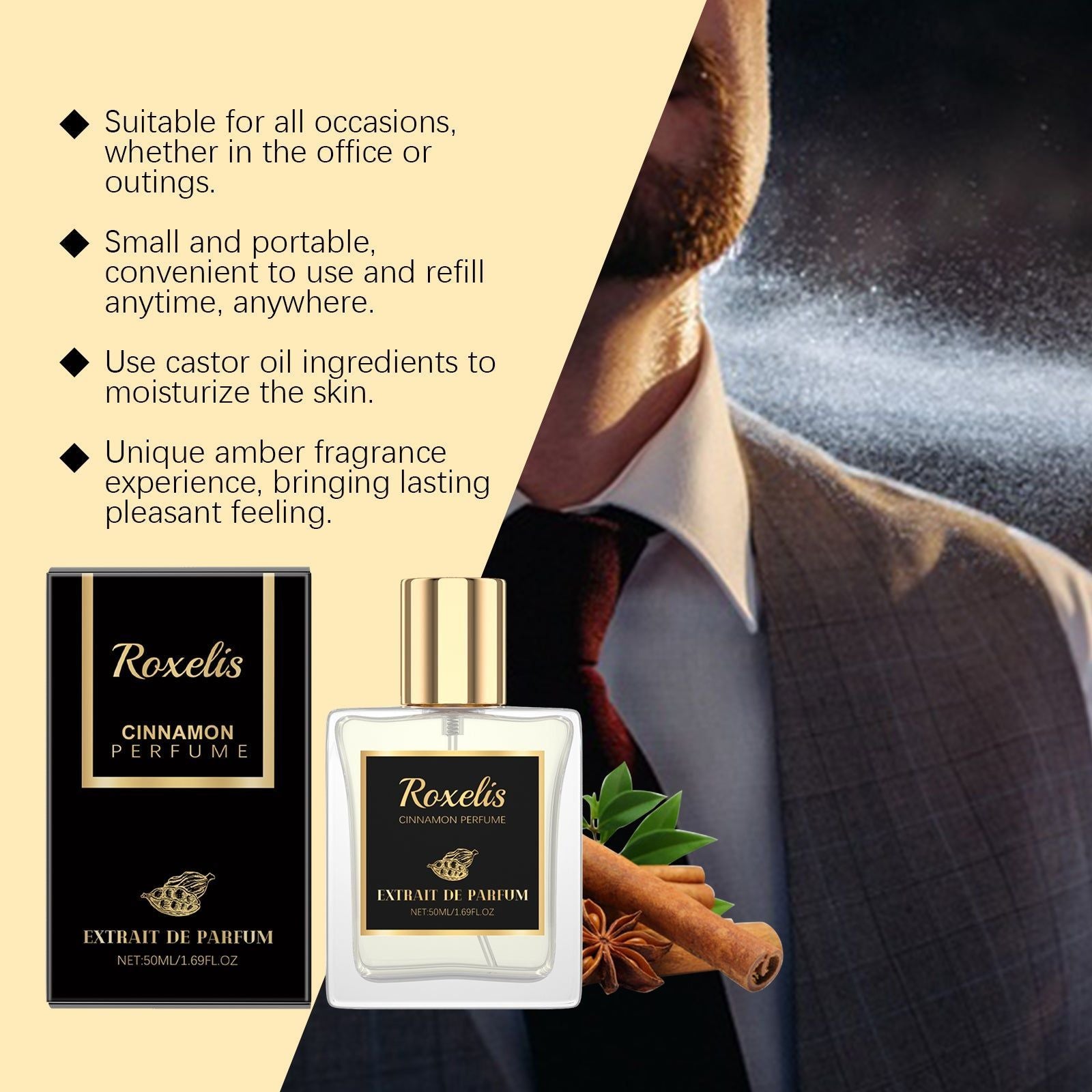 Cinnamon Cardamom Perfume, Long Lasting Romantic Fragrance, Elegant and Safe ,50ml