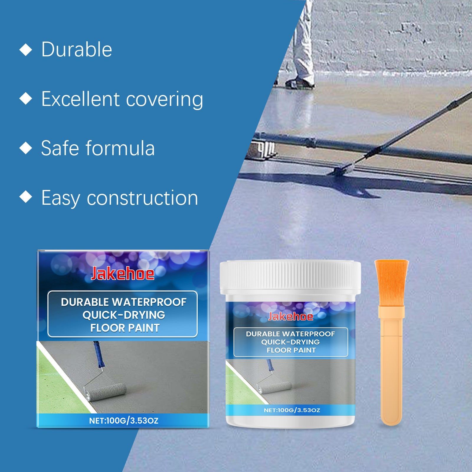 Quick Drying Floor Paint, Waterproof, Indoor Outdoor Cement, Easy Application ,1 set