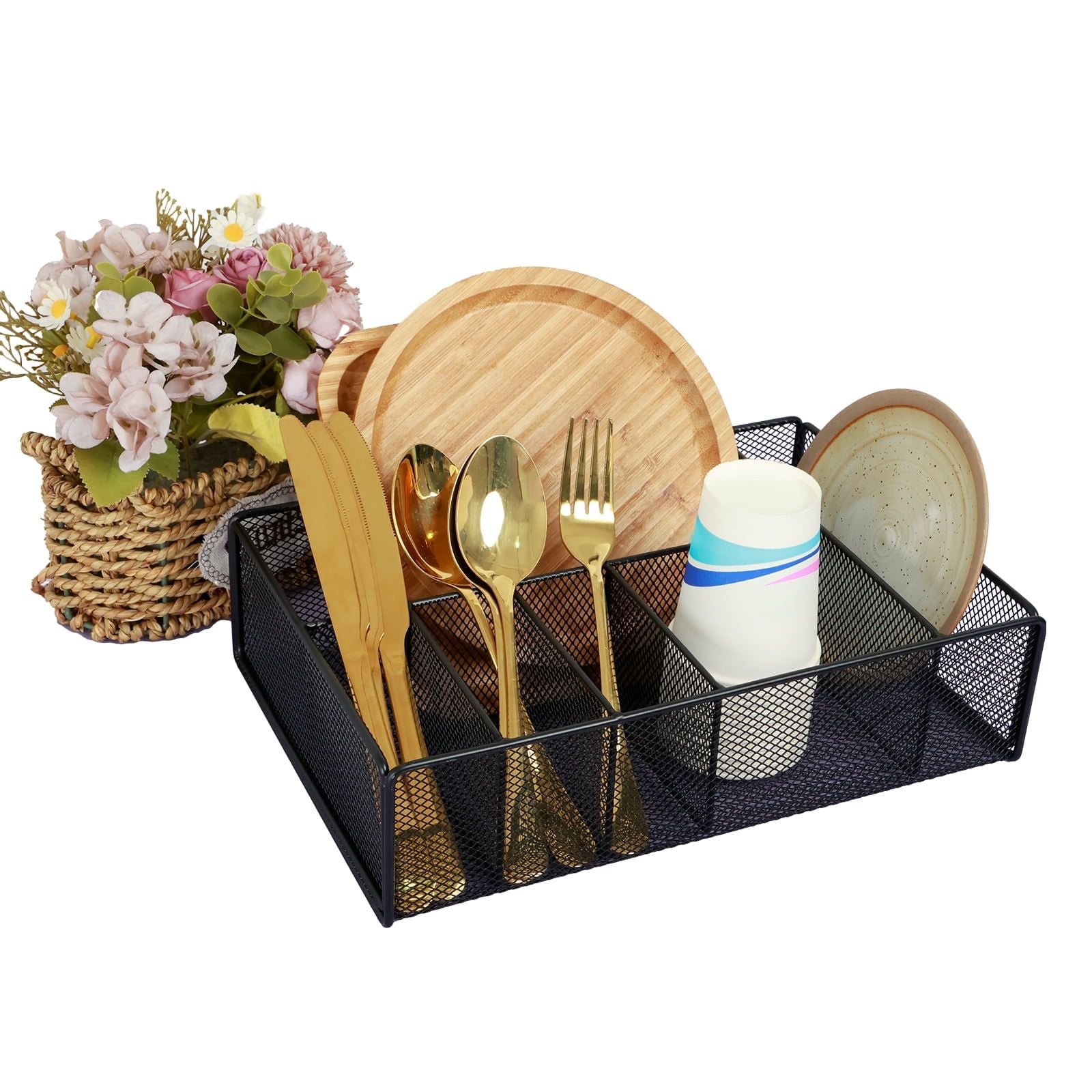 Desk Drawer Organiser Tray Paper Plate Organizer Utensil Holder Storage Tray for Home Office