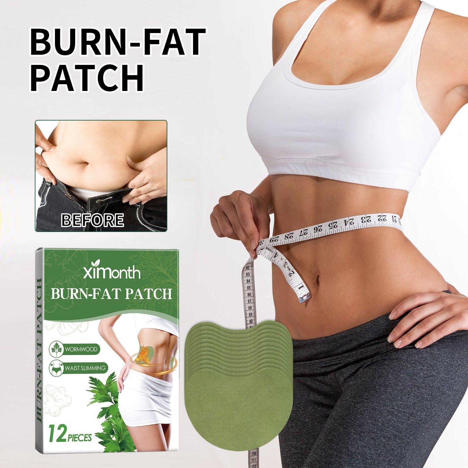 Burn Fat Patch for Aching Muscles, Bone Relief, Weight Loss, Lumbar Care, Easy & Effective ,12pcs