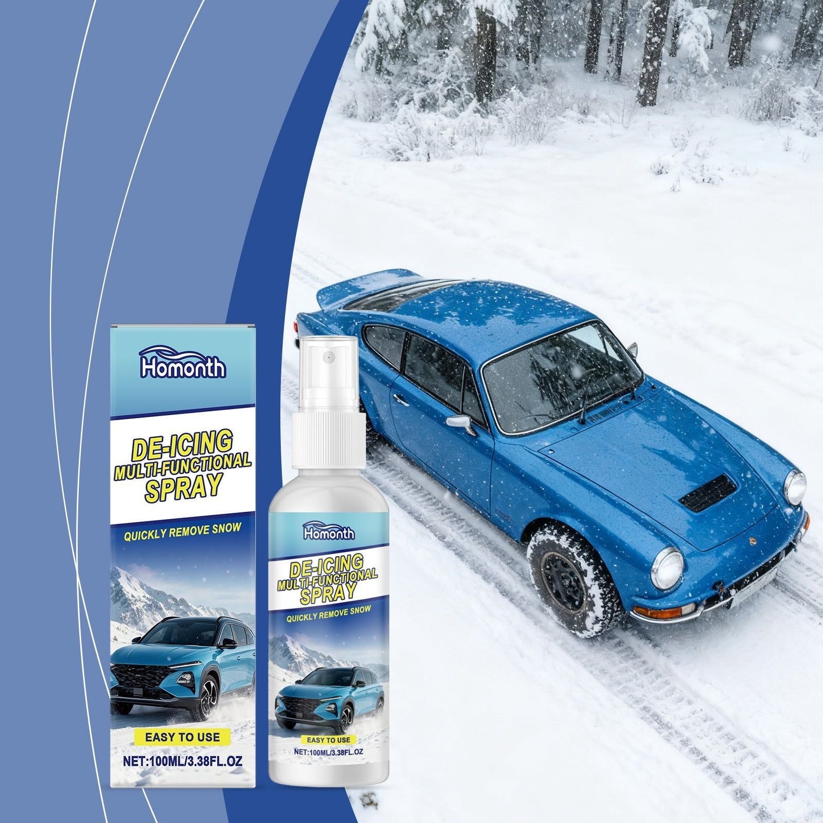 Car De-Icing Spray Safe and Convenient Fast Ice Melt for Clear Windows ,100ml