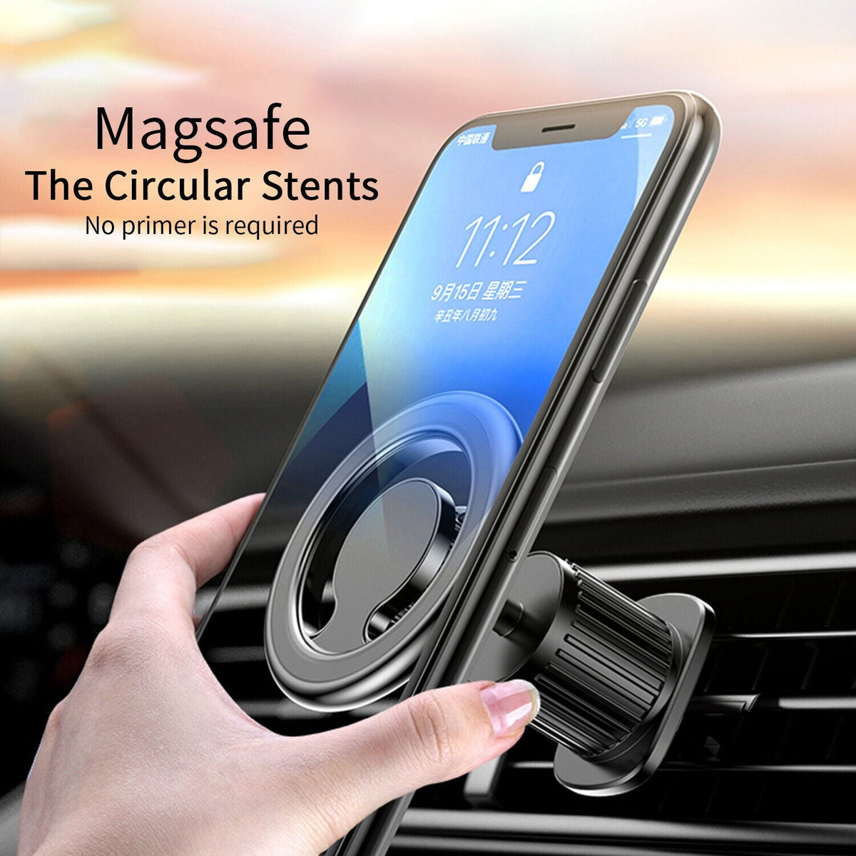 Magnetic Car Phone Holder 360 Degree Rotation Cell Phone Mount With MagSafe