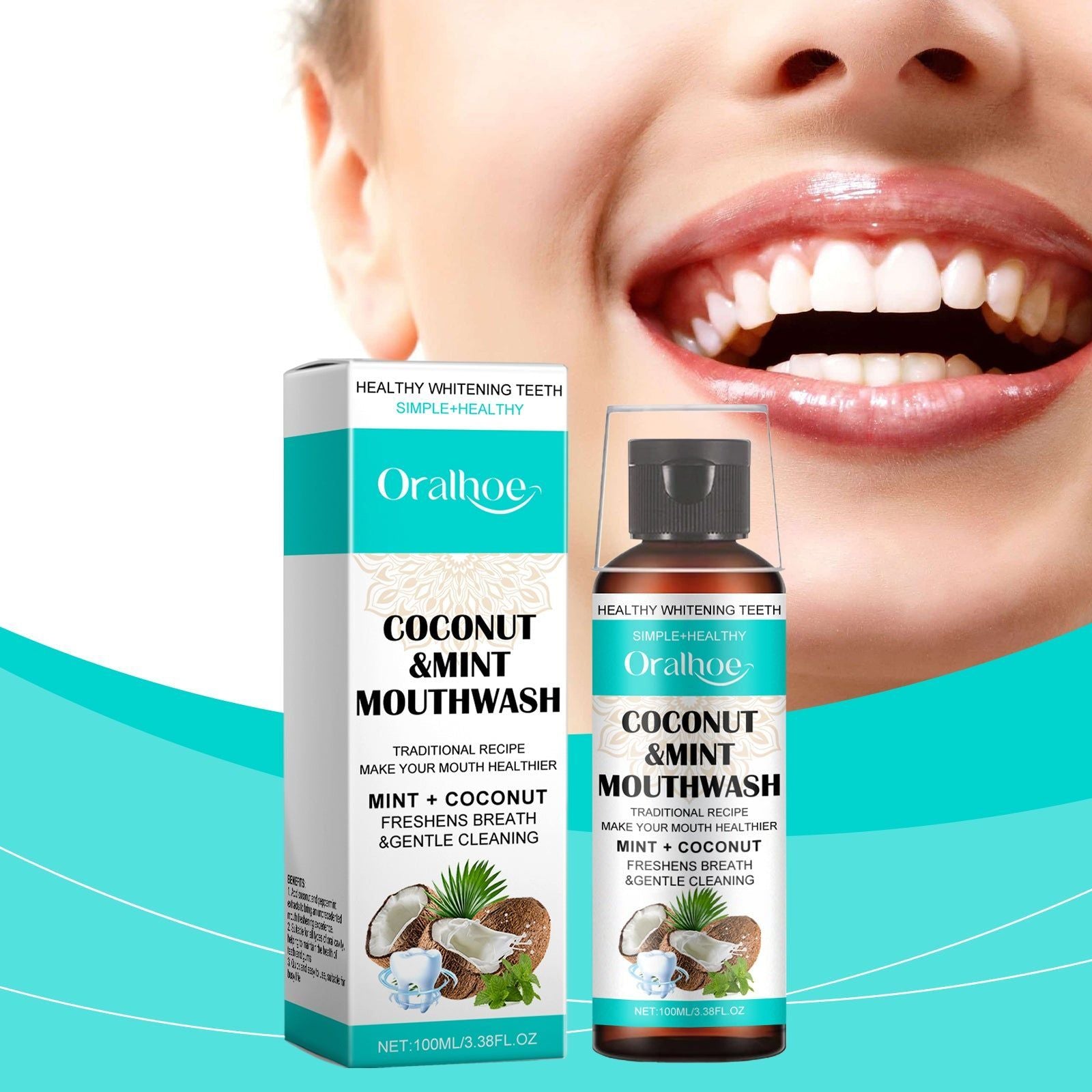 Coconut Mint Oral Odor Treatment Spray, Long-Lasting Fresh Breath, Stain Removal ,100ml