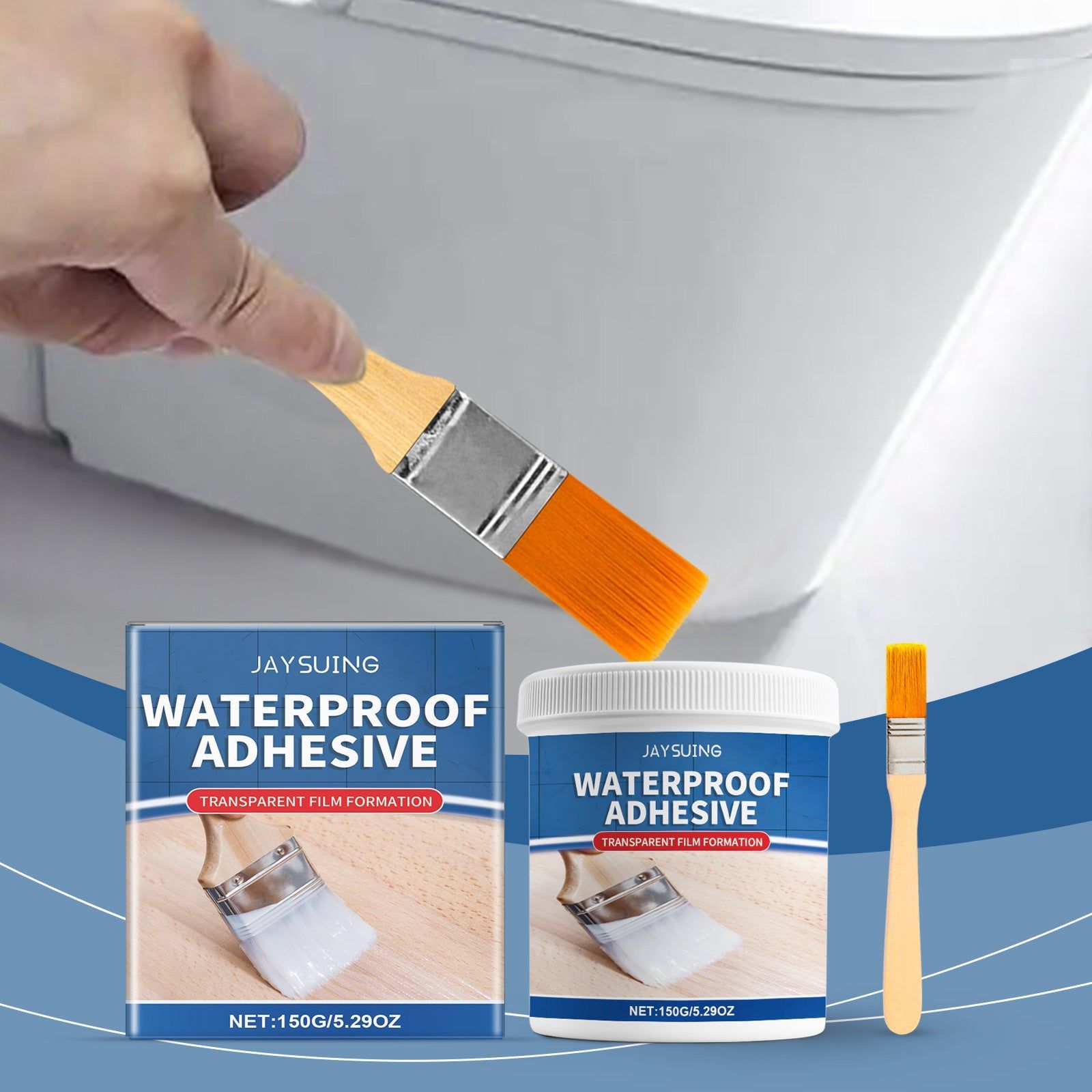 Ultimate Waterproof Bonding Adhesive, Quick Dry, Strong Seal for Roofs, Walls ,150g+ brush