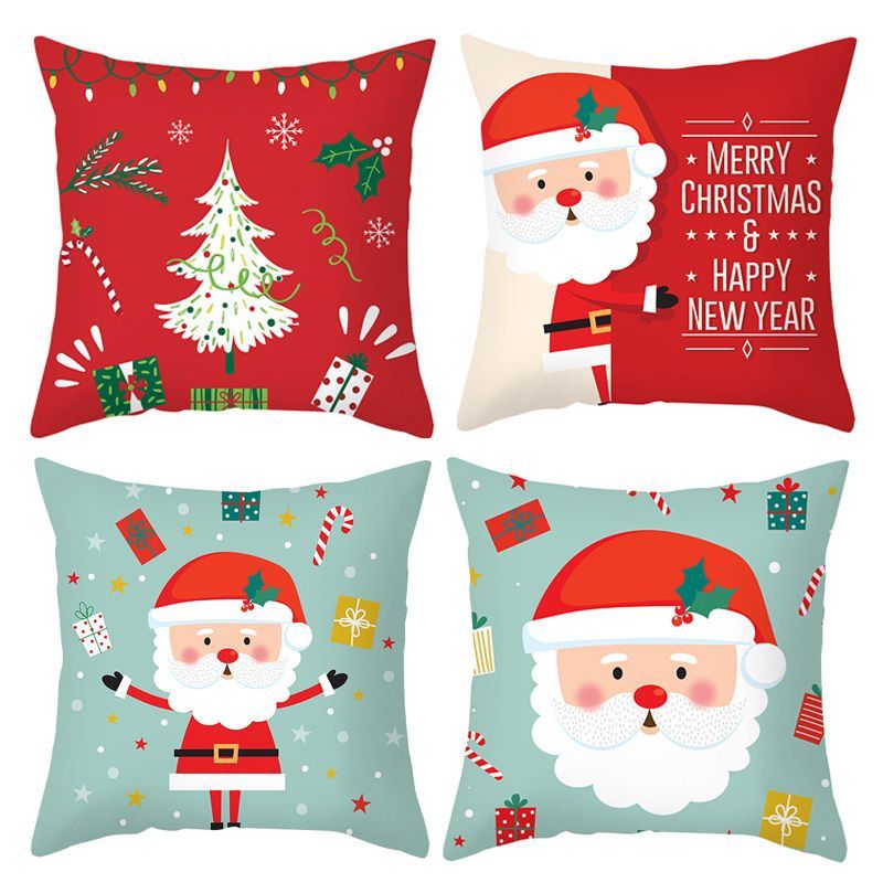 4pcs Christmas Pillow Cases Merry Christmas Throw Cushion Covers Holiday Decoration