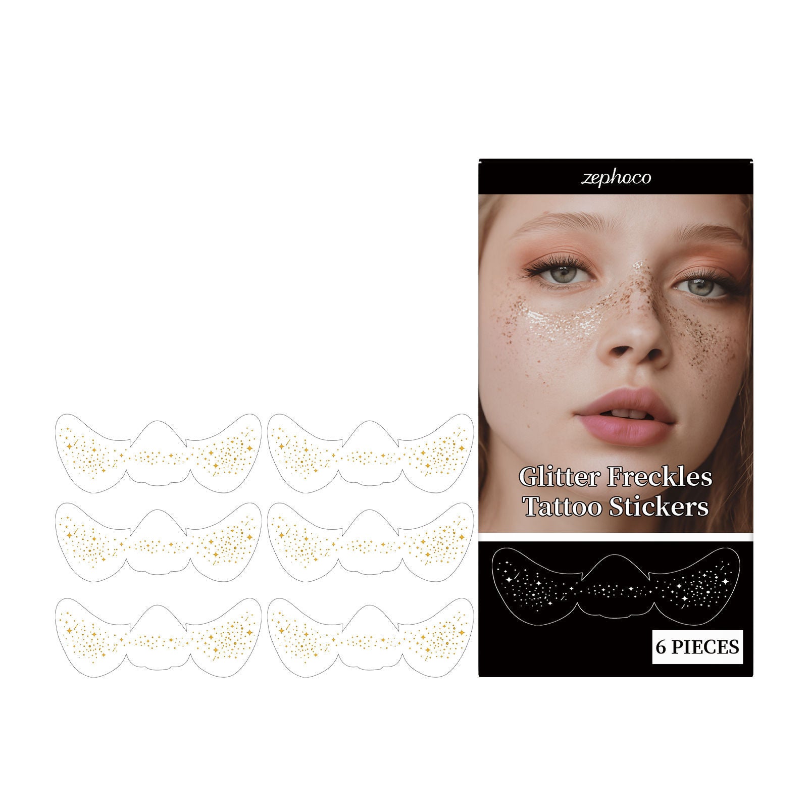 Create Natural Face Makeup with Long-Lasting Freckle Tattoo Stickers, Waterproof, Easy to Use ,6pcs