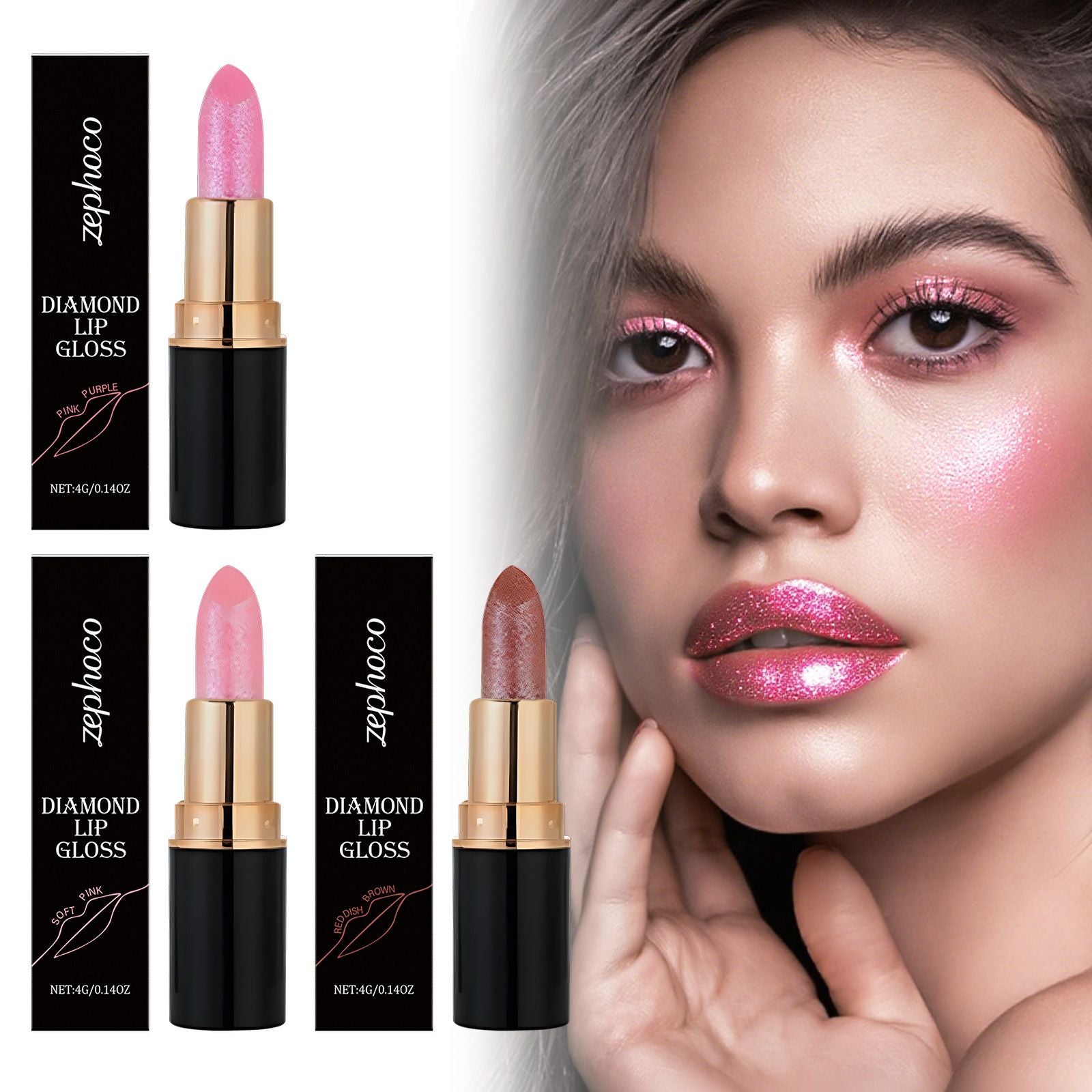 Diamond Glitter Lip Gloss with Shimmer and Glossy Finish