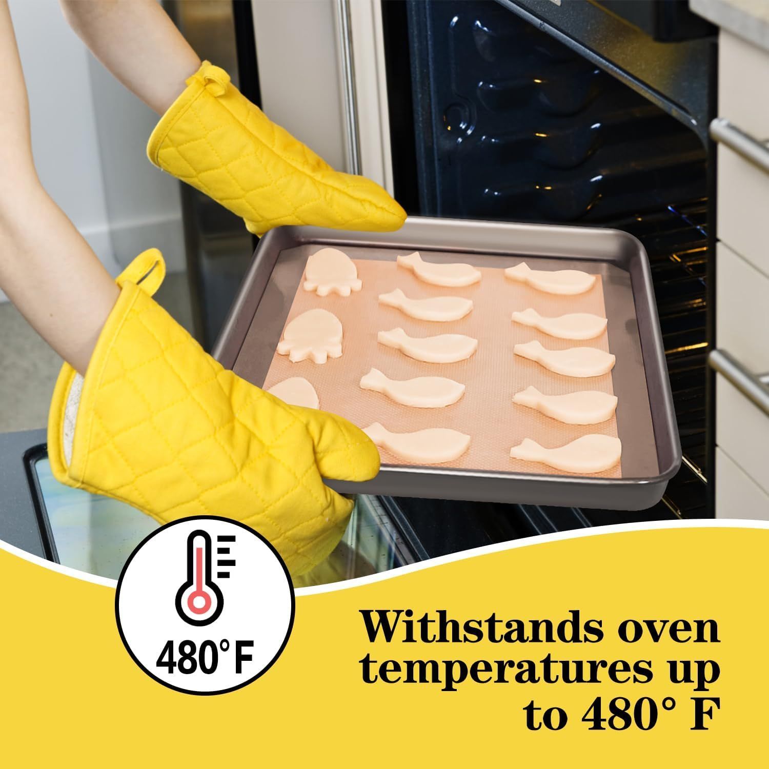 2 Pack Silicone Baking Mat Silicone Reusable Baking Mat Food Safe Oven Baking Mats