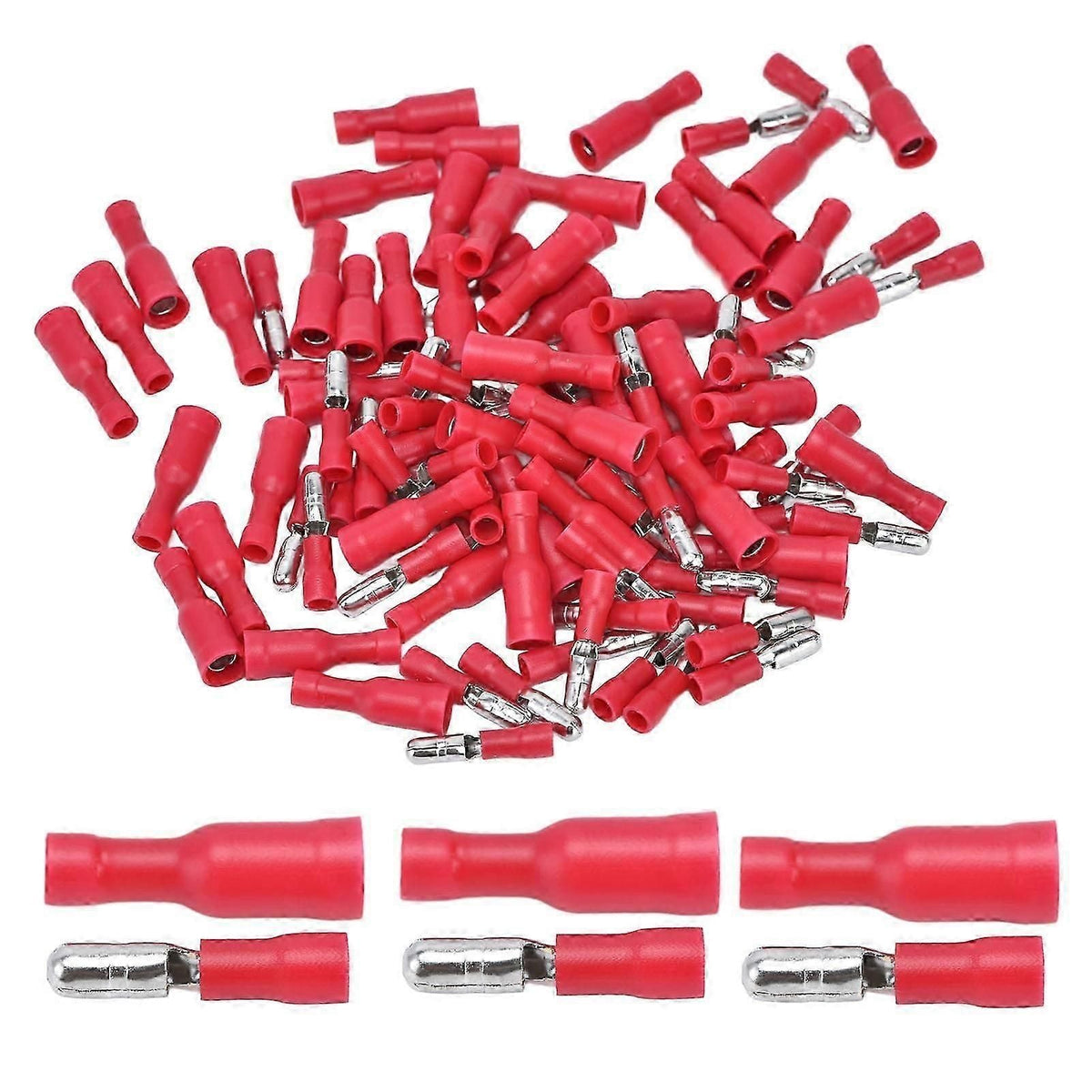 50 Pairs Insulated Wire Terminals Male Female Quick Crimp Butt Connectors For 22?16 Awg