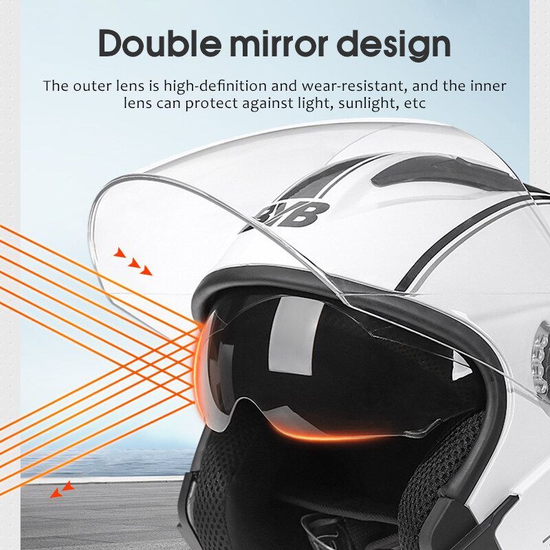 Motorcycle Helmet Dual Lens Safety Helmet Open Face Cycling Helmet