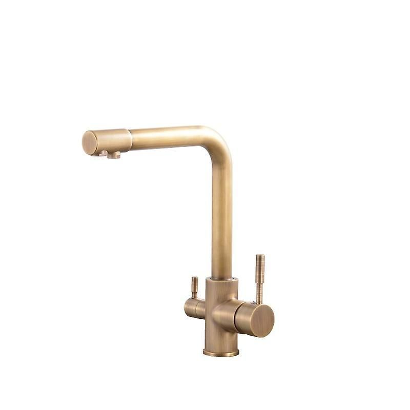 Modern Kitchen Faucet, 3 Way Kitchen Faucet With Filter Water Way Tap, Double Handle Drinking Water Taps 3 Way Bronze Kitchen Mixer Tap With Accessori