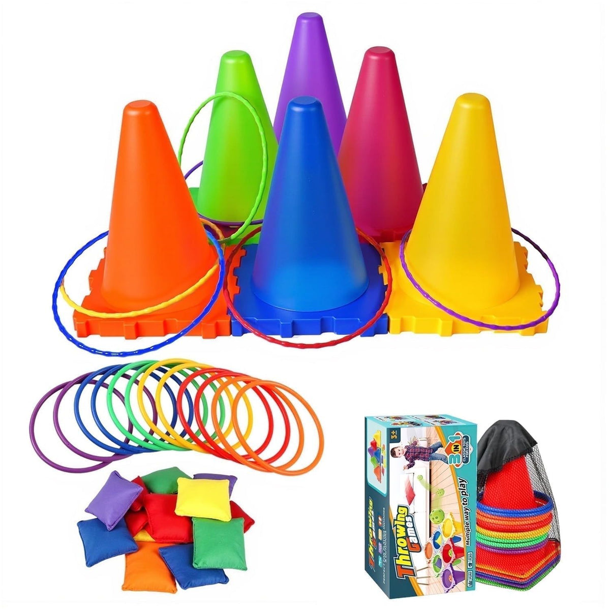 31 Pcs Bean Bag Toss Game Set Outdoor Carnival Games Set for Ages 4 5 6 7 Birthday Party Gifts