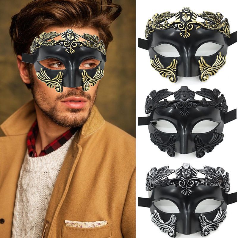 Masquerade Venetian Mask for Men - Greek Roman Mardi Gras Party Costume Accessory