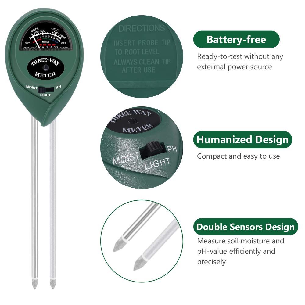 3 In 1 Soil Moisture Meter PH Moisture Light Tester