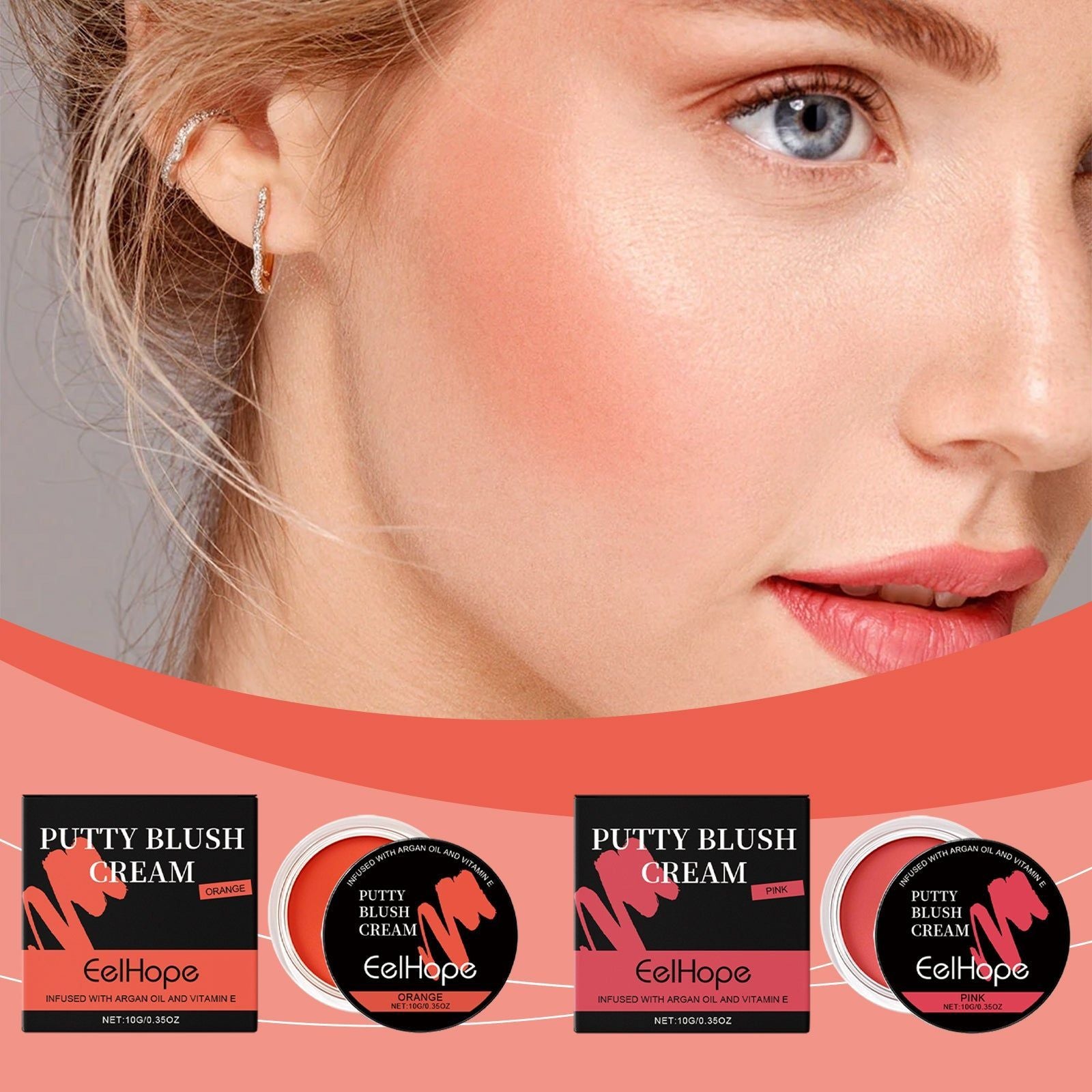 Blush Color Clay, Natural Red Face Makeup, Long-lasting, Soft Luster ,10g