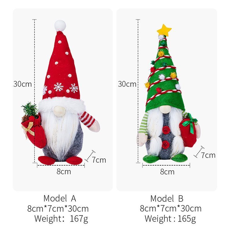2pc Christmas Gnomes Plush Decorations Xmas Tabletop Elf Ornaments Holiday Home Decor