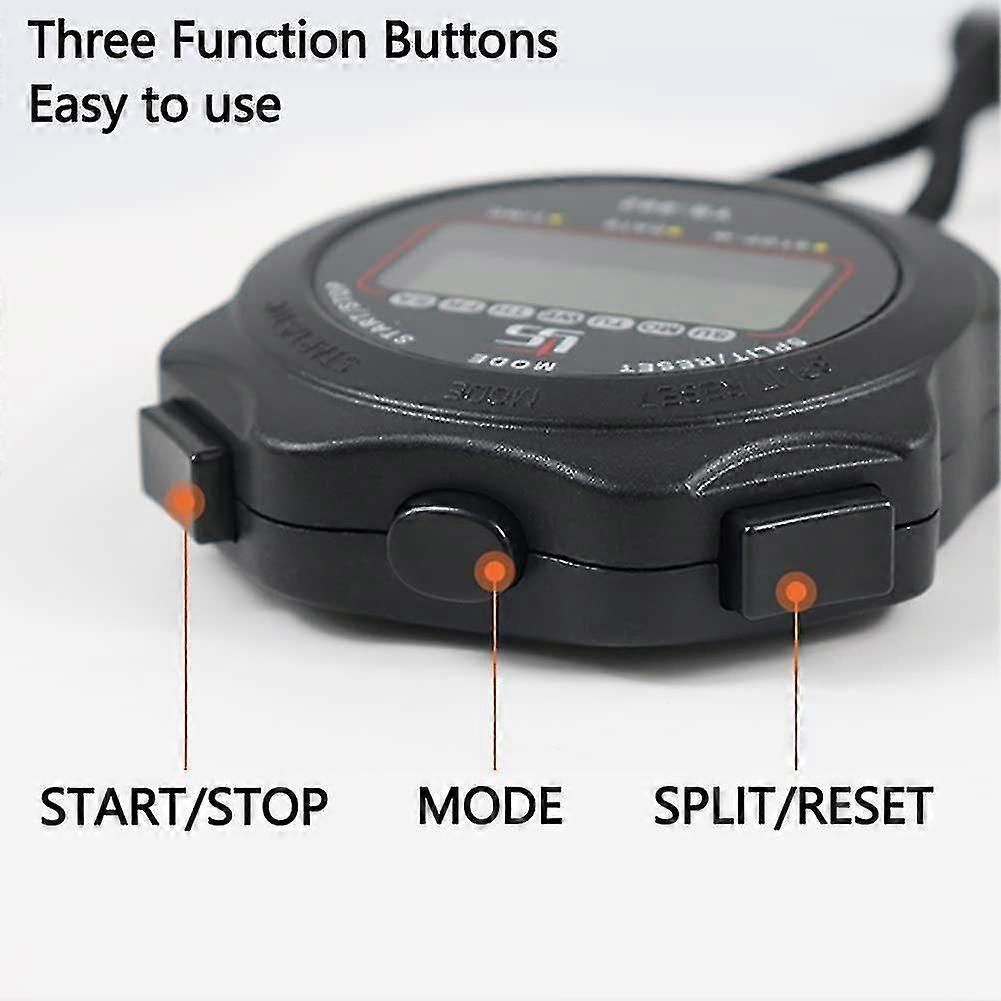 Shockproof Sports Stopwatch With Lap Split Timer Calendar and Clock