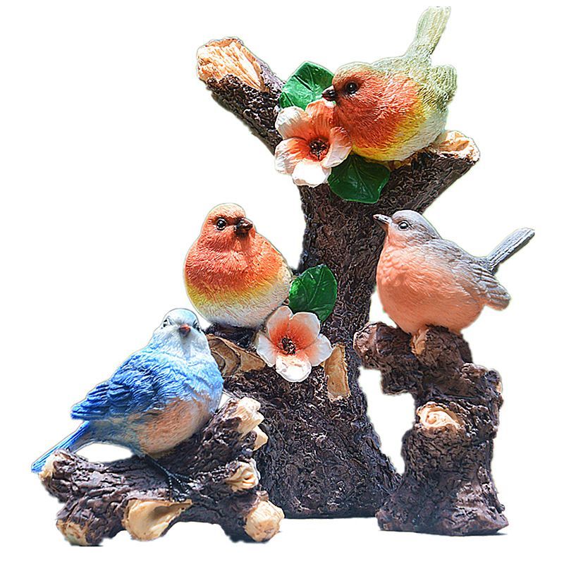 Resin Birds View Garden Statue Outdoor Ornaments Decoration For Yard Lawn Porch