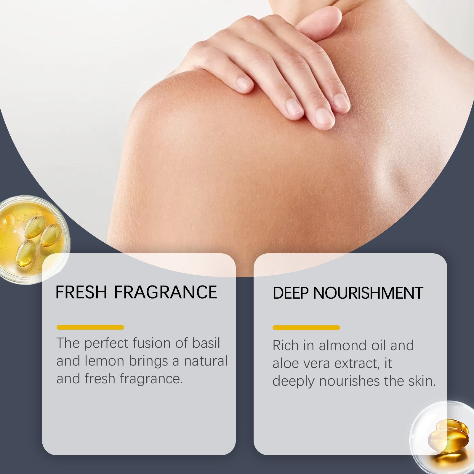 Basil Lemon Body Lotion, Deep Moisturizer for Sensitive Skin, Refreshing Body Care ,100g