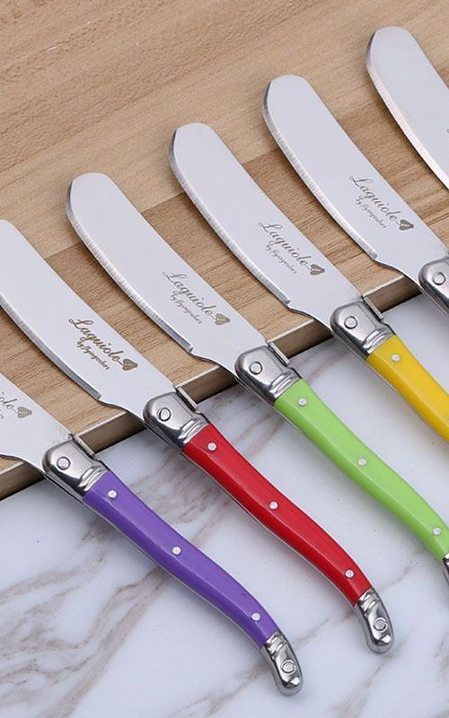 Laguiole Inspired Cheese and Butter Knife Set - Colorful Handles for Stylish Culinary Experience