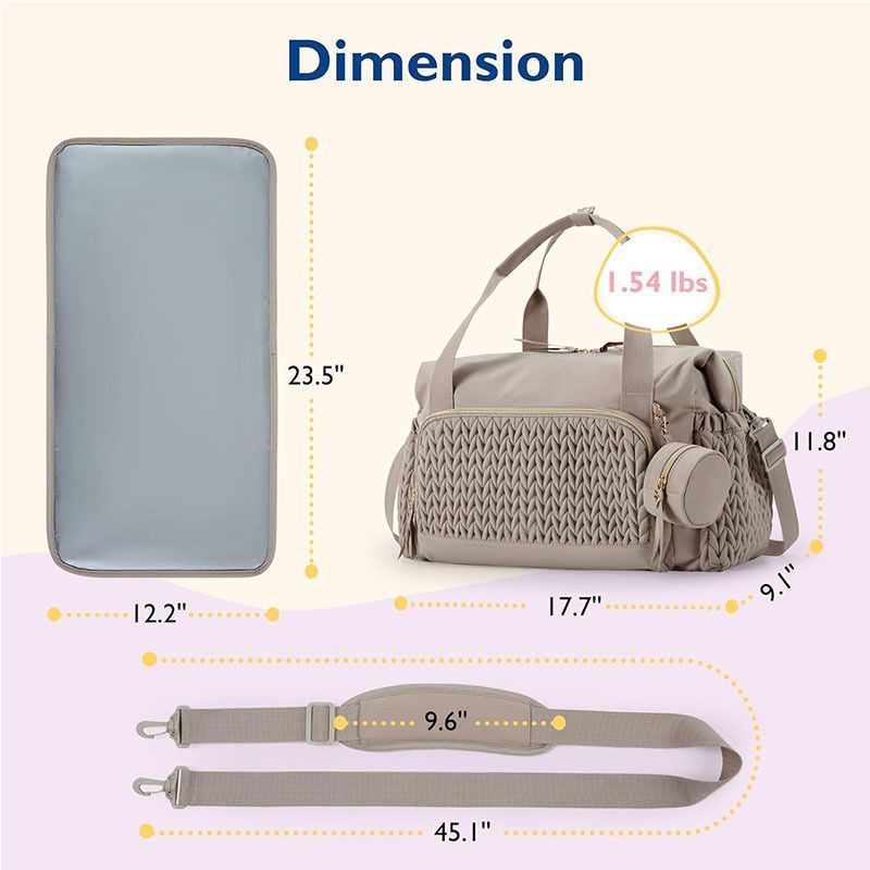 Diaper Bag Tote Large Capacity Travel Diaper Bags Hospital Bag with Pacifier Case