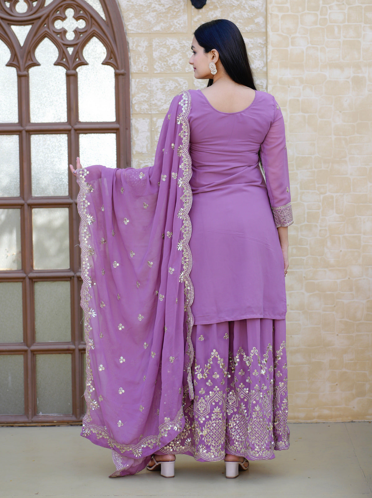 Fab Zone Women's Sharara Kurti Dress With Heavy Sequence Work