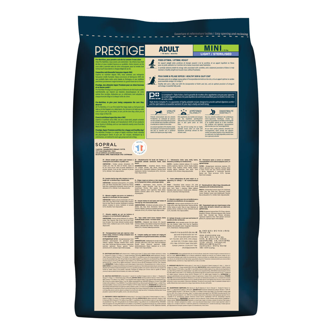 Pro Nutrition Prestige Dog Adult Mini Light, Sterilised, 3kg